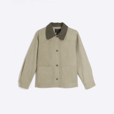 Petite Beige Washed Barn Jacket
