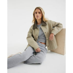 Petite Beige Washed Barn Jacket