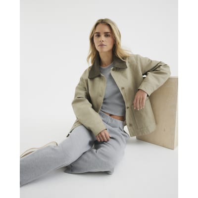 Petite Beige Washed Barn Jacket