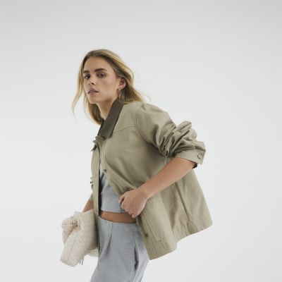 Petite Beige Washed Barn Jacket