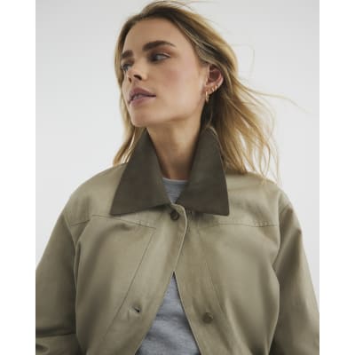 Petite Beige Washed Barn Jacket
