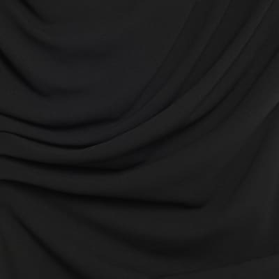 Petite Black Asymmetric Drape Wrap Midi Dress