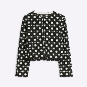 Petite Black Crochet Short Jacket