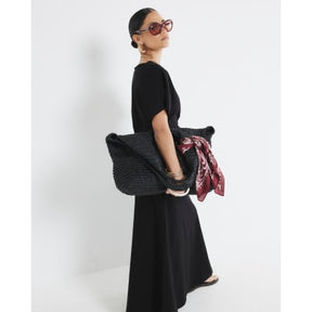 Petite Black Drape Side Midi Dress