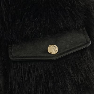 Petite Black Faux Fur Trophy Jacket