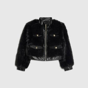 Petite Black Faux Fur Trophy Jacket