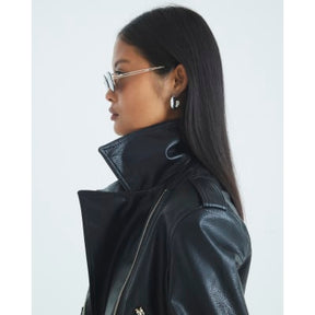 Petite Black Faux Leather Biker Jacket