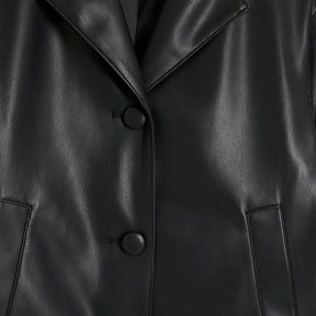 Petite Black Faux Leather Blazer