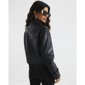 Petite Black Faux Leather Blazer