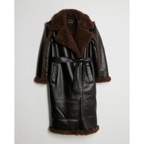 Petite Black Faux Shearling Lined Trench Coat