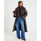 Petite Black Faux Shearling Lined Trench Coat