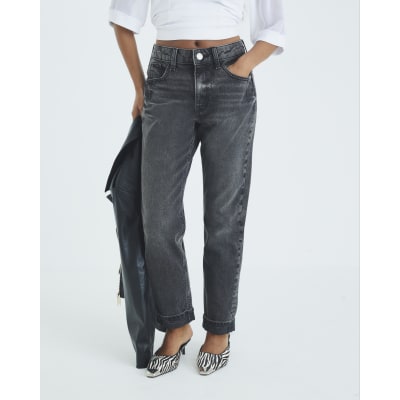 Petite Black High Rise Mom Jeans
