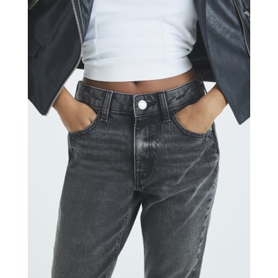 Petite Black High Rise Mom Jeans