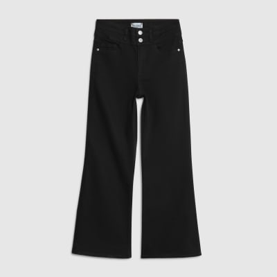 Petite Black High Rise Relaxed Flare Jeans