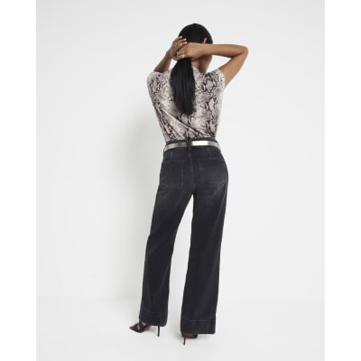Petite Black High rise Wide Leg Jeans