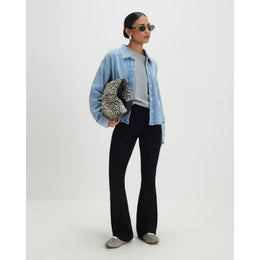 Petite Black High Waisted Flared Leggings