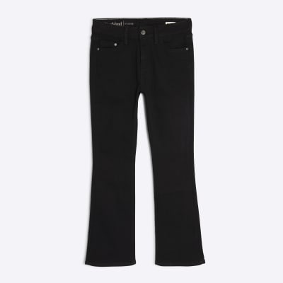Petite Black Mid Rise Flared Jeans