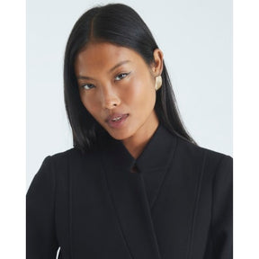 Petite Black Notch Collar Belted Wrap Coat