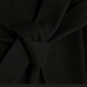 Petite Black Notch Collar Belted Wrap Coat