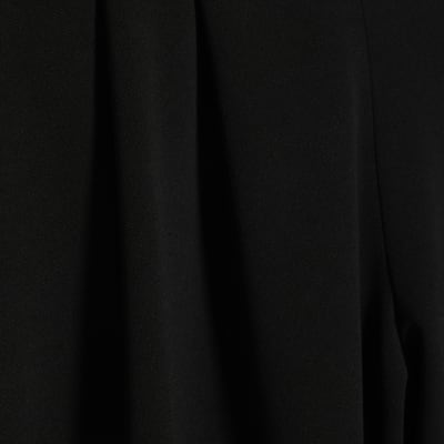 Petite Black Pleated Balloon Leg Trousers