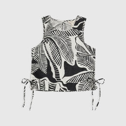 Petite Black Printed Linen Blend Tank Top