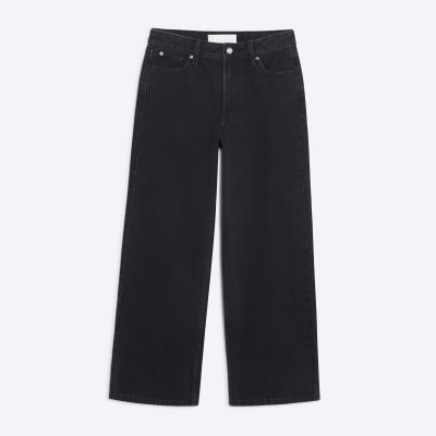 Petite Black Relaxed Straight Jeans