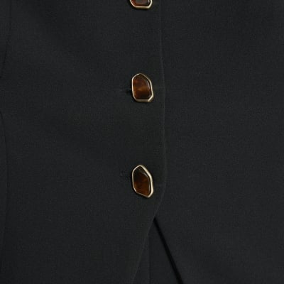 Petite Black Sleeveless Ruched Waist Jumpsuit