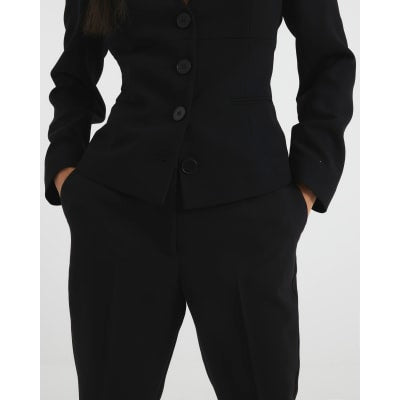 Petite Black Slim Ankle Grazer Trousers