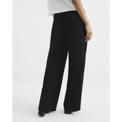 Petite Black Soft Wide Leg Trousers