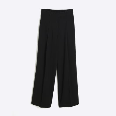 Petite Black Soft Wide Leg Trousers