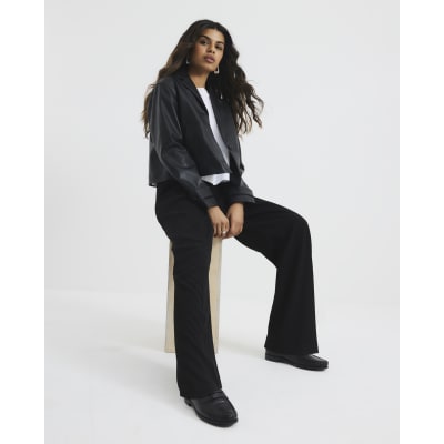 Petite Black Soft Wide Leg Trousers
