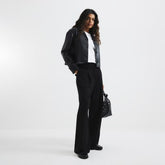 Petite Black Soft Wide Leg Trousers