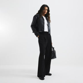 Petite Black Soft Wide Leg Trousers