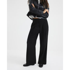 Petite Black Soft Wide Leg Trousers