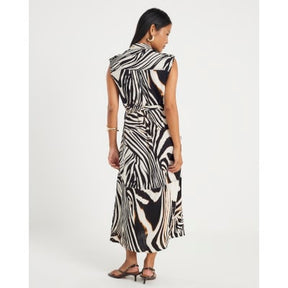 Petite Black Zebra Print Midi Shirt Dress