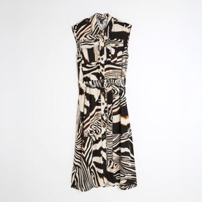 Petite Black Zebra Print Midi Shirt Dress