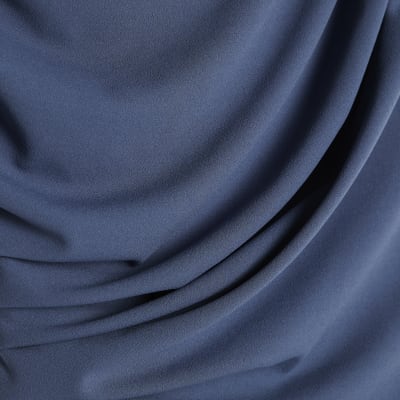 Petite Blue Asymmetric Drape Wrap Midi Dress