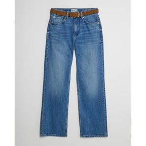Petite Blue Belted Stretch Straight Leg Jeans
