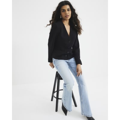 Petite Blue Bootcut Mid Rise Jeans