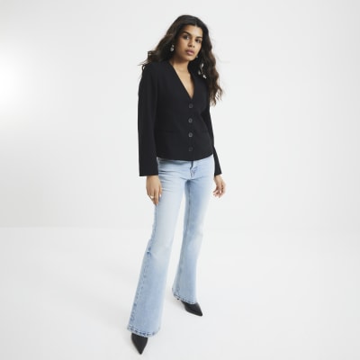 Petite Blue Bootcut Mid Rise Jeans