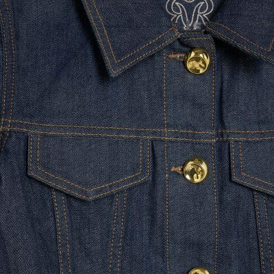 Petite Blue Denim Belted Peplum Jacket