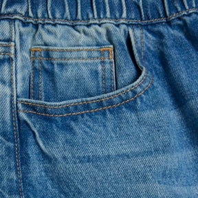 Petite Blue Denim Elasticated Barrel Jeans