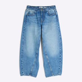 Petite Blue Denim Elasticated Barrel Jeans