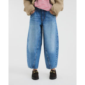 Petite Blue Denim Elasticated Barrel Jeans