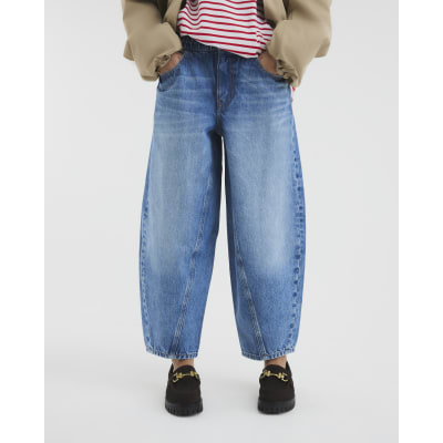 Petite Blue Denim Elasticated Barrel Jeans