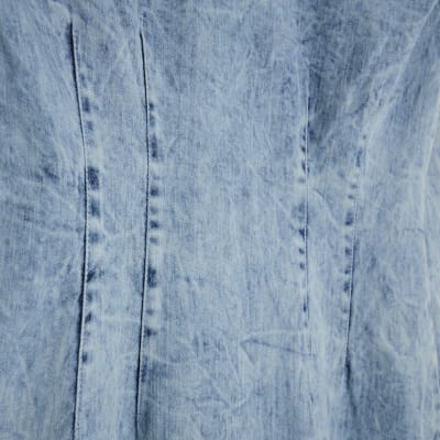 Petite Blue Denim Long Sleeve Midi Dress
