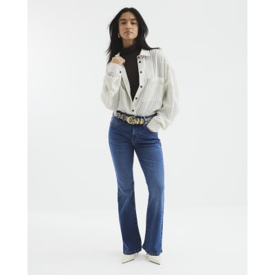 Petite Blue Denim Mid Rise Bootcut Jeans