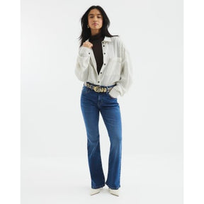 Petite Blue Denim Mid Rise Bootcut Jeans