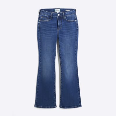 Petite Blue Denim Mid Rise Bootcut Jeans