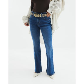 Petite Blue Denim Mid Rise Bootcut Jeans